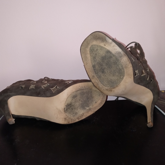 Eloquii Lace up Forrest Green Open toe booties - Picture 5 of 5